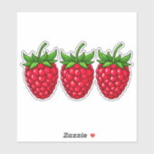 Verse verse frambozen met groene bladeren sticker (Vel)