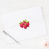 Verse verse frambozen met groene bladeren vierkante sticker (Envelop)
