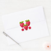 Verse verse frambozen met groene bladeren vierkante sticker (Envelop)