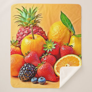 Verse Verse: Levendig Ontwerp voor Fruit Oogst Sherpa Deken