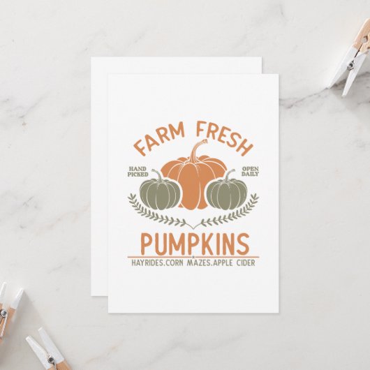 Verse verse pompoenen | Handgeplukt Kaart (Voorkant / Achterkant in situ)