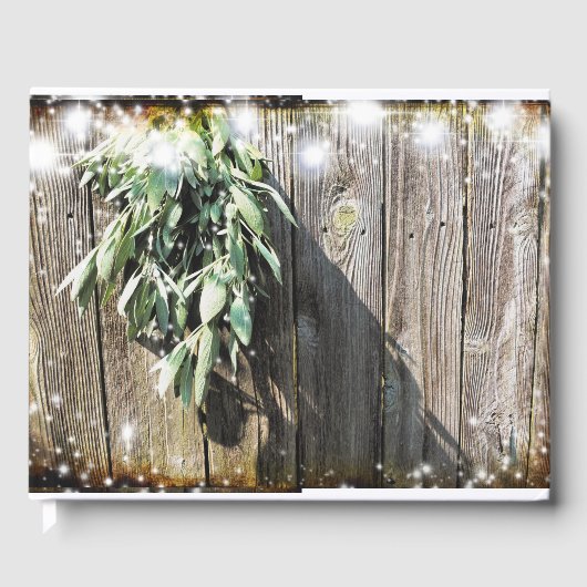 Verse verse salie boerderij-hout twinkellichtjes gastenboek (Voorkant)