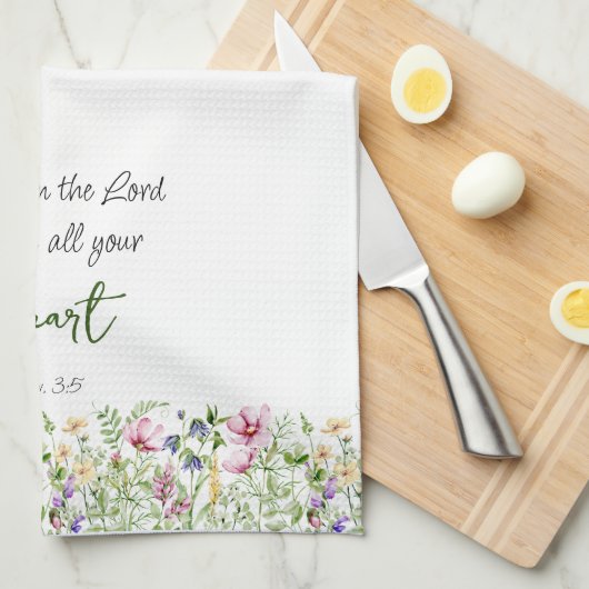 Verse Verse Trust in de Heer met botanische Them Theedoek (Quarter Fold)