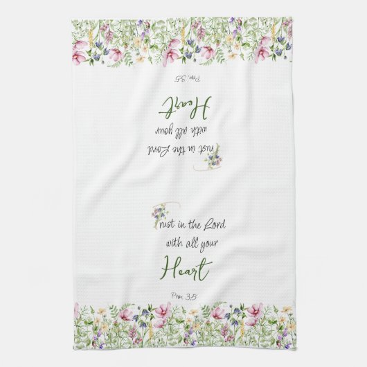 Verse Verse Trust in de Heer met botanische Them Theedoek (Verticaal)