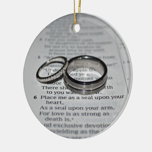 Verse versiering van de Bijbel voor weddenschappen Keramisch Ornament (Links)