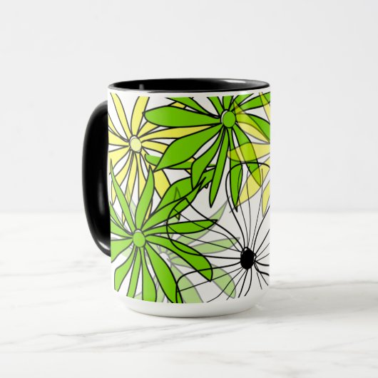 Verse Vibe: Kleurrijke Bloemenkoffiekop Mok (Voorkant links)