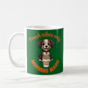 Verse Vibes & Koffie Speelse Puppy Digitale Kunst Koffiemok