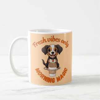 Verse Vibes & Koffie Speelse Puppy Digitale Kunst Koffiemok