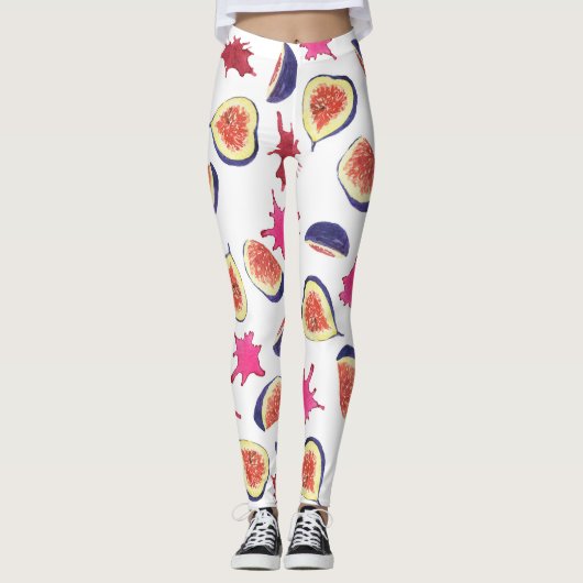 Verse vijgen Roze Sap Waterverf Leggings (Voorkant)