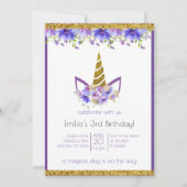 Verse Violet | Eenhoorn meisje Verjaardag Kaart (Voorkant)