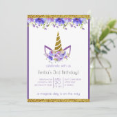 Verse Violet | Eenhoorn meisje Verjaardag Kaart (Staand voorkant)