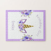 Verse Violet | Eenhoorn meisje Verjaardag Legpuzzel (Horizontaal)