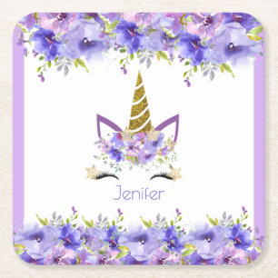 Verse Violette Eenhoorn Verjaardag Decoraties Kartonnen Onderzetters