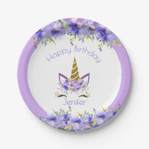 Verse Violette Eenhoorn Verjaardag Decoraties Papieren Bordje
