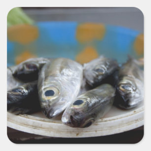 verse vis op de vismarkt (Mercado de Peixe), Vierkante Sticker