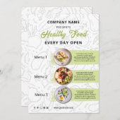 Verse Voedsel, Gezond Voedsel Catering Restaurant  Menu (Voorkant / Achterkant)