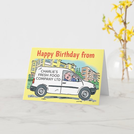 Verse Voedsel Levering Driver Verjaardag Kaart (Gele Bloem)