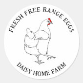 Verse vrije uitloop kip ei doos ronde sticker (Voorkant)