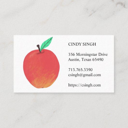 VERSE VRUCHTEN: voorbeelden van appelen Visitekaartje (Achterkant)
