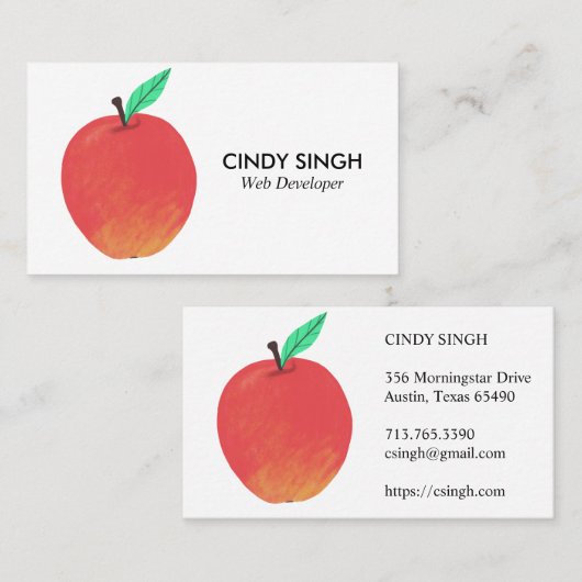 VERSE VRUCHTEN: voorbeelden van appelen Visitekaartje (Voorkant / Achterkant)