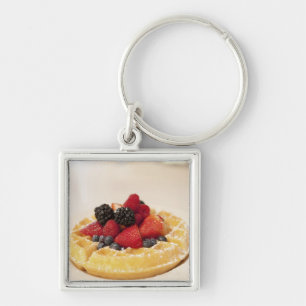 Verse wafel met fruit sleutelhanger