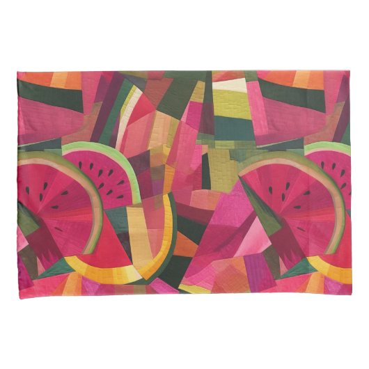 Verse Watermeloen Patch Abstracte Design Shams Kussensloop (Voorkant-Rechts)
