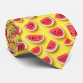 Verse Watermeloen Slices Patroon op Geel Stropdas (Opgerold)