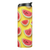 Verse Watermeloen Slices Patroon op Geel Thermosbeker (Gedraaid links)