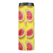Verse Watermeloen Slices Patroon op Geel Thermosbeker (Achterkant)