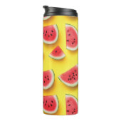 Verse Watermeloen Slices Patroon op Geel Thermosbeker (Geroteerd rechts)