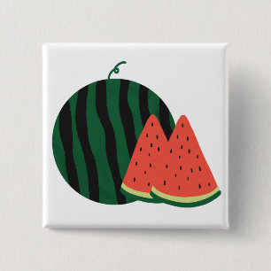 Verse Watermeloen Zomer Fruit Cadeau Vierkante Button 5,1 Cm