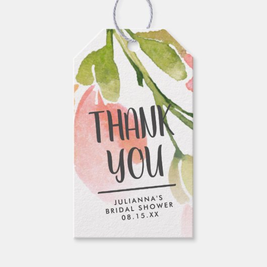 Verse Waterverf Blooms Persoonlijk Dank je Cadeaulabel (Voorkant)