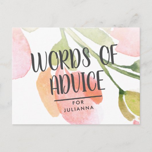 Verse Waterverf Blooms Vrijgezellenfeest Advice Ka Advieskaart (Voorkant)
