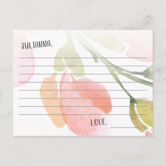 Verse Waterverf Blooms Vrijgezellenfeest Advice Ka Advieskaart (Achterkant)