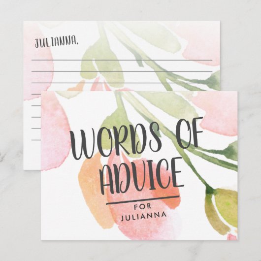 Verse Waterverf Blooms Vrijgezellenfeest Advice Ka Advieskaart (Voorkant / Achterkant)