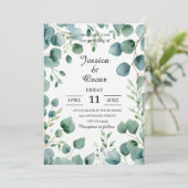 Verse Waterverf Eucalyptus Design Wedding Kaart (Staand voorkant)