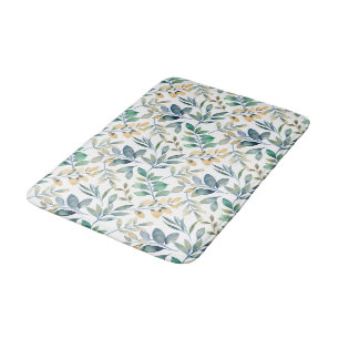 Verse Waterverf Groen en Geel Blad Patroon Badmat