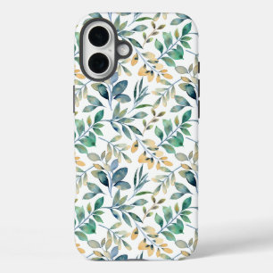 Verse Waterverf Groen en Geel Blad Patroon iPhone 16 Plus Hoesje