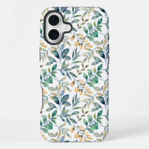 Verse Waterverf Groen en Geel Blad Patroon iPhone 16 Plus Hoesje