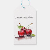 Verse Waterverf Kersen Cadeau Stijl Cadeaulabel (Achterkant)