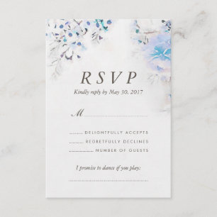 Verse Waterverf Light Blue Floral Boho RSVP-kaart RSVP Kaartje