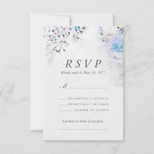 Verse Waterverf Light Blue Floral Boho RSVP-kaart RSVP Kaartje (Voorkant)