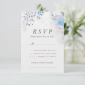 Verse Waterverf Light Blue Floral Boho RSVP-kaart RSVP Kaartje (Staand voorkant)