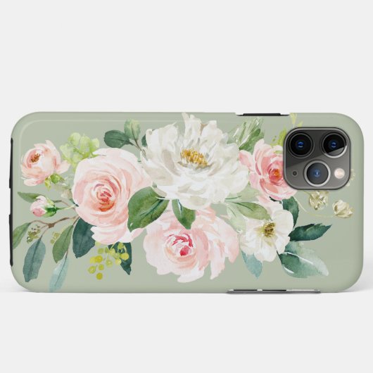 Verse Waterverf Pastel Florenz Rozen Groen Roze Case-Mate iPhone Case (Achterkant (horizontaal))