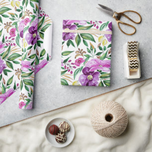 Verse waterverfpatroon voor zomerbloemen cadeaupapier