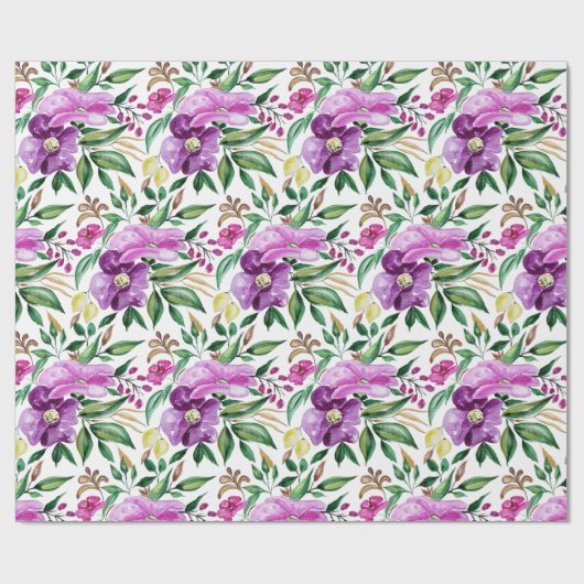 Verse waterverfpatroon voor zomerbloemen cadeaupapier (Vlak)