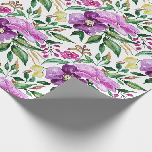 Verse waterverfpatroon voor zomerbloemen cadeaupapier (Hoek)