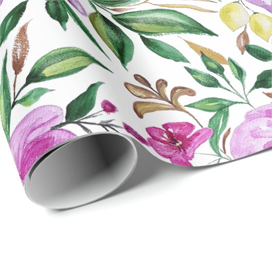 Verse waterverfpatroon voor zomerbloemen cadeaupapier (Rol Hoek)