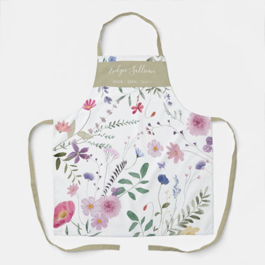 Verse weidebloemen White Khaki Schort (Voorkant)
