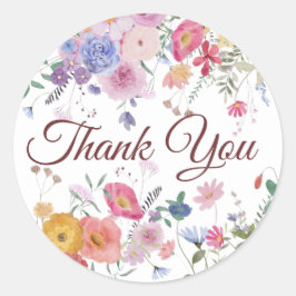 Verse Wildbloemen Dank u Ronde Sticker
